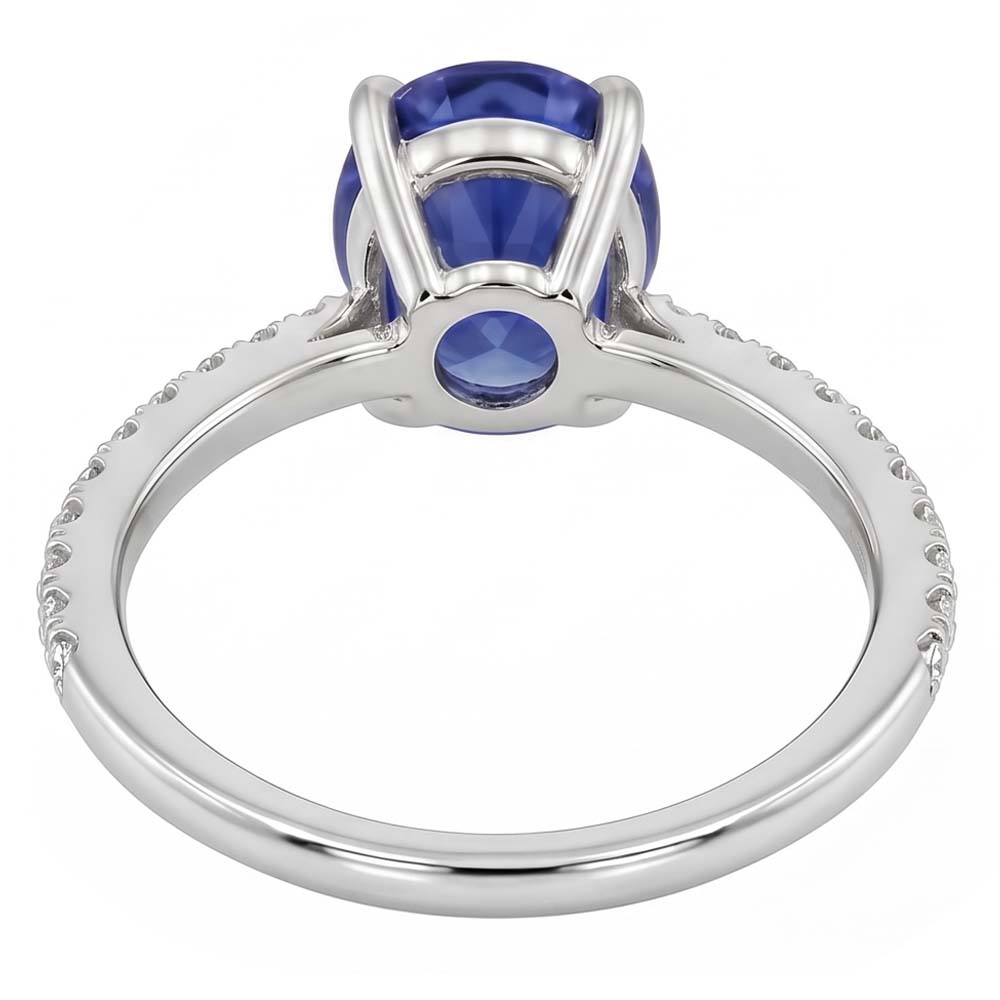 Oval Sapphire Ring With Round Natural Earth Mined Diamonds
