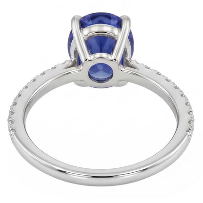 Oval Sapphire Ring With Round Natural Earth Mined Diamonds