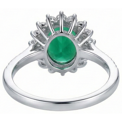 Oval Shape Green Emerald GIA And Natural Earth Mined Diamond Ring White Gold 14K 5.75 Ct