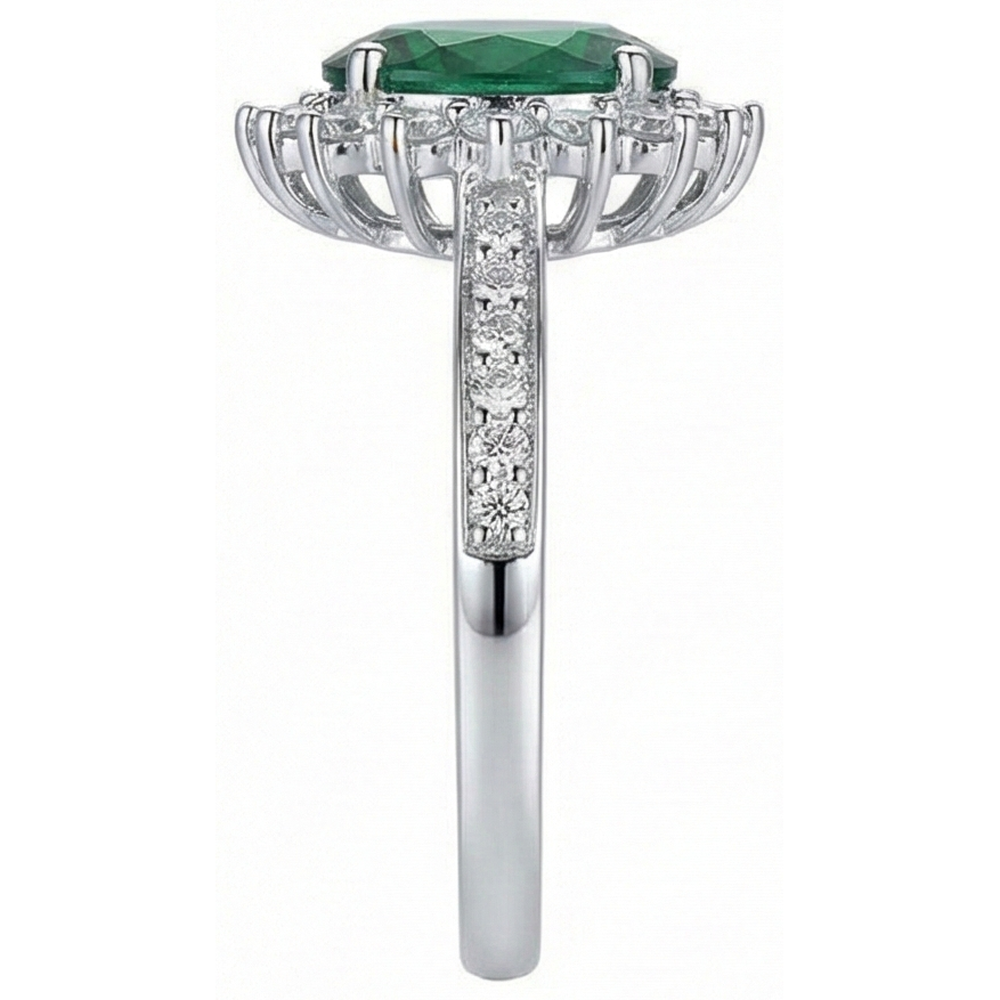 Oval Shape Green Emerald GIA And Natural Earth Mined Diamond Ring White Gold 14K 5.75 Ct