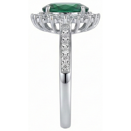 Oval Shape Green Emerald GIA And Natural Earth Mined Diamond Ring White Gold 14K 5.75 Ct