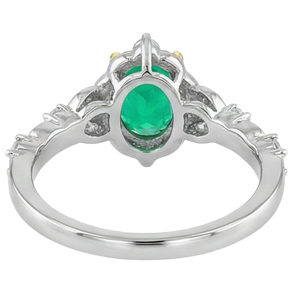 Natural Real ( Not Lab Grown ) Oval Shape Green Emerald GIA Ring Wedding Diamond Jewelry
