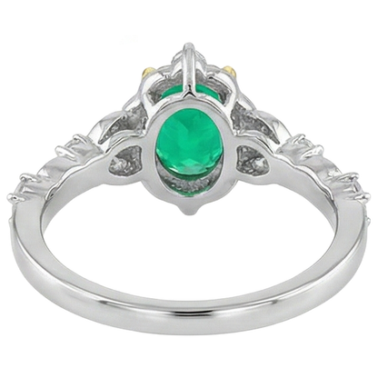 Natural Real ( Not Lab Grown ) Oval Shape Green Emerald GIA Ring Wedding Diamond Jewelry
