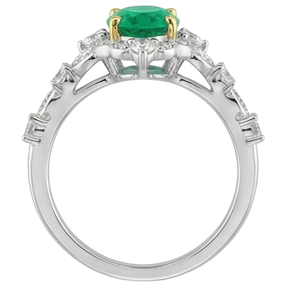 Natural Real ( Not Lab Grown ) Oval Shape Green Emerald GIA Ring Wedding Diamond Jewelry