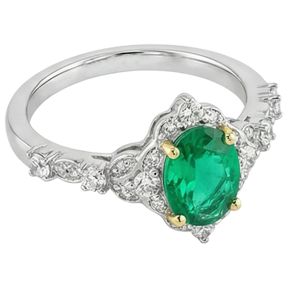 Natural Real ( Not Lab Grown ) Oval Shape Green Emerald GIA Ring Wedding Diamond Jewelry