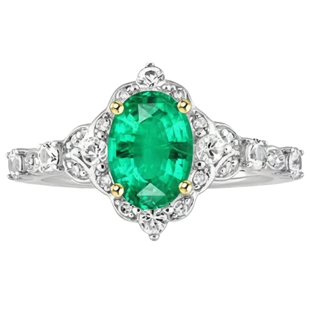 Natural Real ( Not Lab Grown ) Oval Shape Green Emerald GIA Ring Wedding Diamond Jewelry