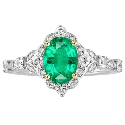 Natural Real ( Not Lab Grown ) Oval Shape Green Emerald GIA Ring Wedding Diamond Jewelry