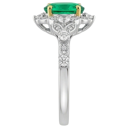 Natural Real ( Not Lab Grown ) Oval Shape Green Emerald GIA Ring Wedding Diamond Jewelry