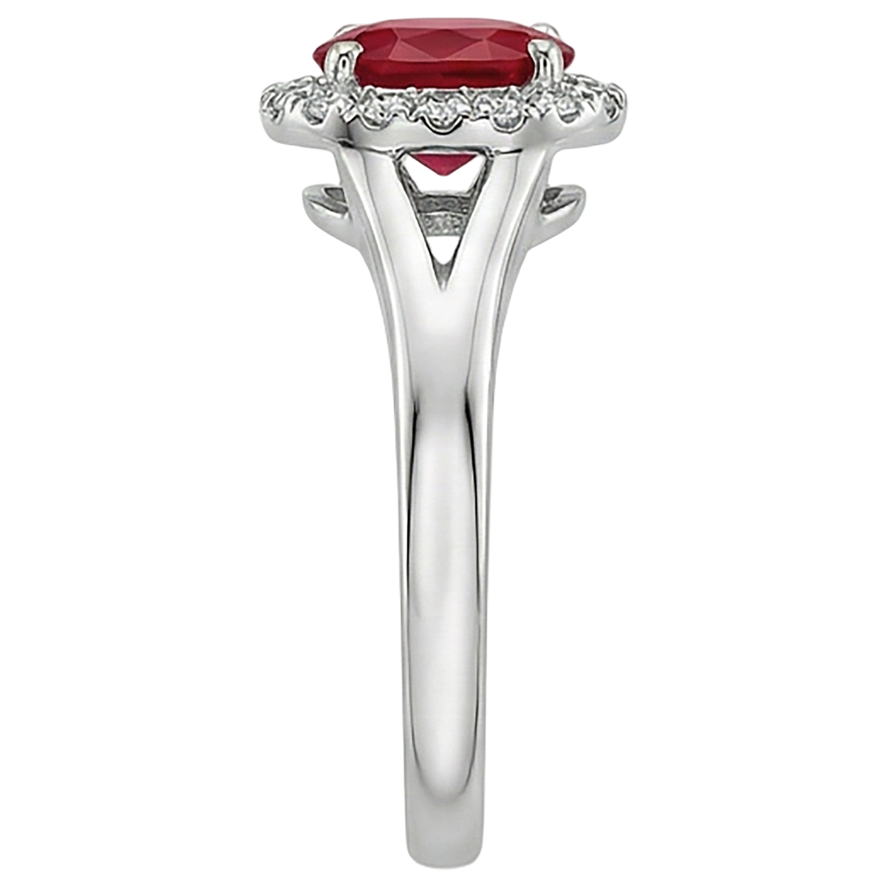 Oval Shape Red Ruby Natural Earth Mined Diamond Ring 1.20 Carats White Gold 14K