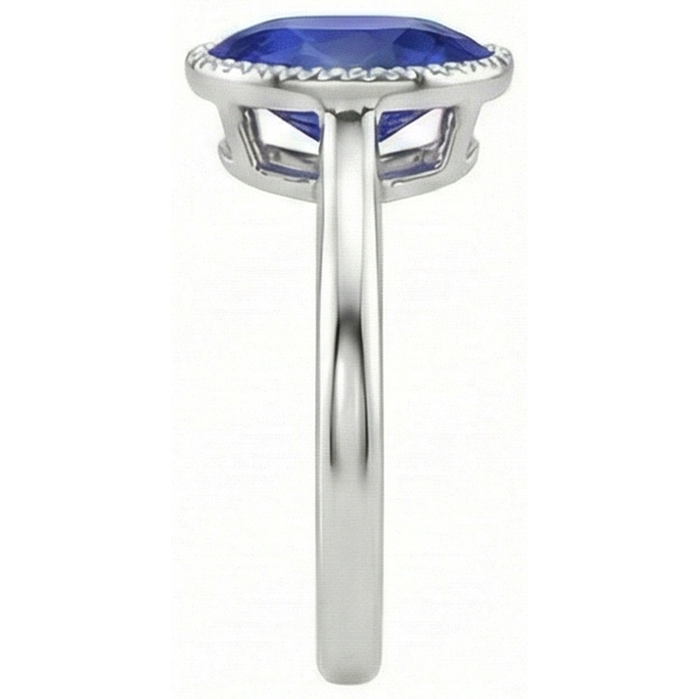 Natural Real ( Not Lab Grown )  Oval Solitaire Blue Sapphire Ring Bezel Set 2.50 Carats Jewelry