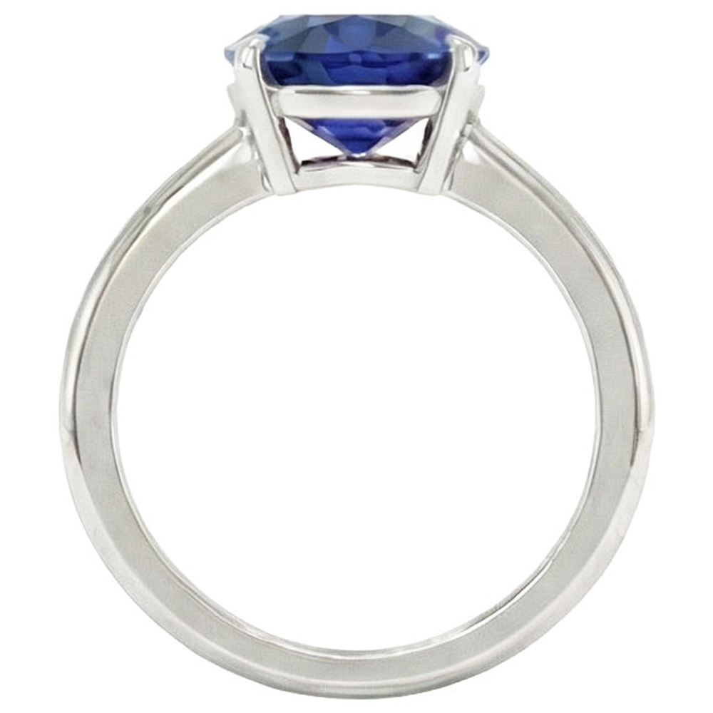 Natural Real ( Not Lab Grown )  Oval Solitaire Ceylon Blue Sapphire White Gold Ring 4.50 Carats