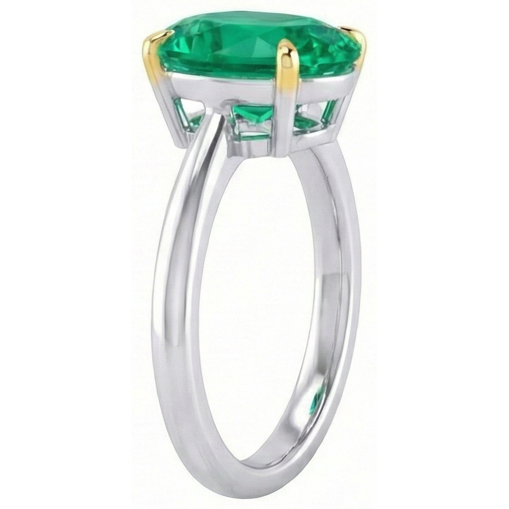 Natural Real ( Not Lab Grown ) Oval Solitaire Gemstone Ring Green Emerald GIA