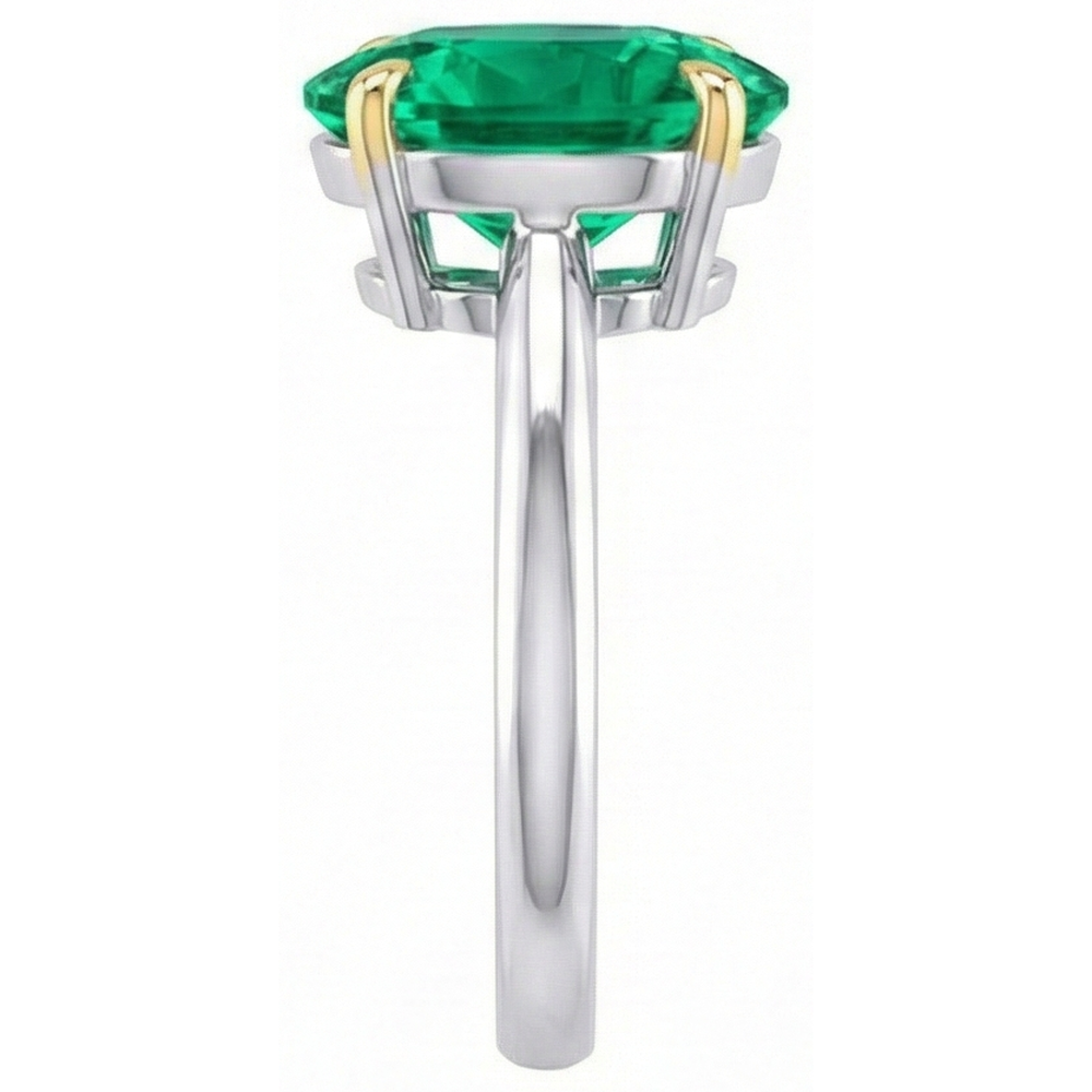 Natural Real ( Not Lab Grown ) Oval Solitaire Gemstone Ring Green Emerald GIA