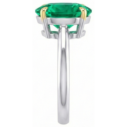 Natural Real ( Not Lab Grown ) Oval Solitaire Gemstone Ring Green Emerald GIA