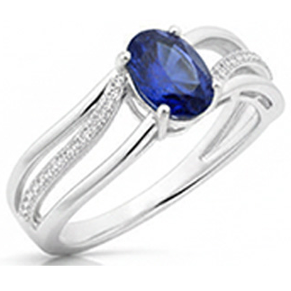 Oval Sri Lanka Blue Sapphire Natural Earth Mined Diamond 3 Carats Wedding Ring