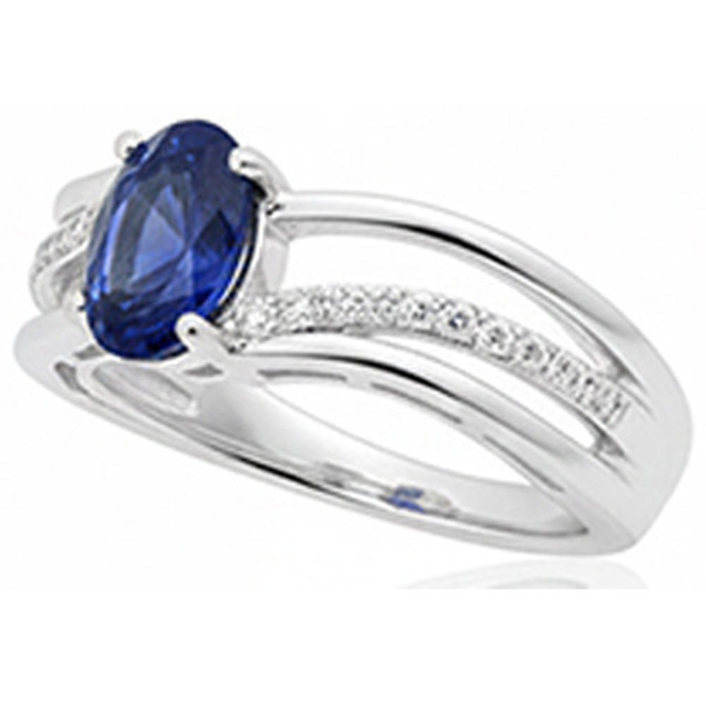 Oval Sri Lanka Blue Sapphire Natural Earth Mined Diamond 3 Carats Wedding Ring