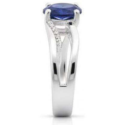 Oval Sri Lanka Blue Sapphire Natural Earth Mined Diamond 3 Carats Wedding Ring