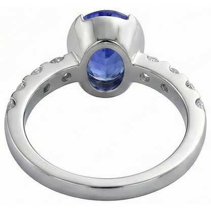 Oval Tanzanite AAA And Natural Earth Mined Diamonds Ring White Gold 4.50 Carat Jewelry