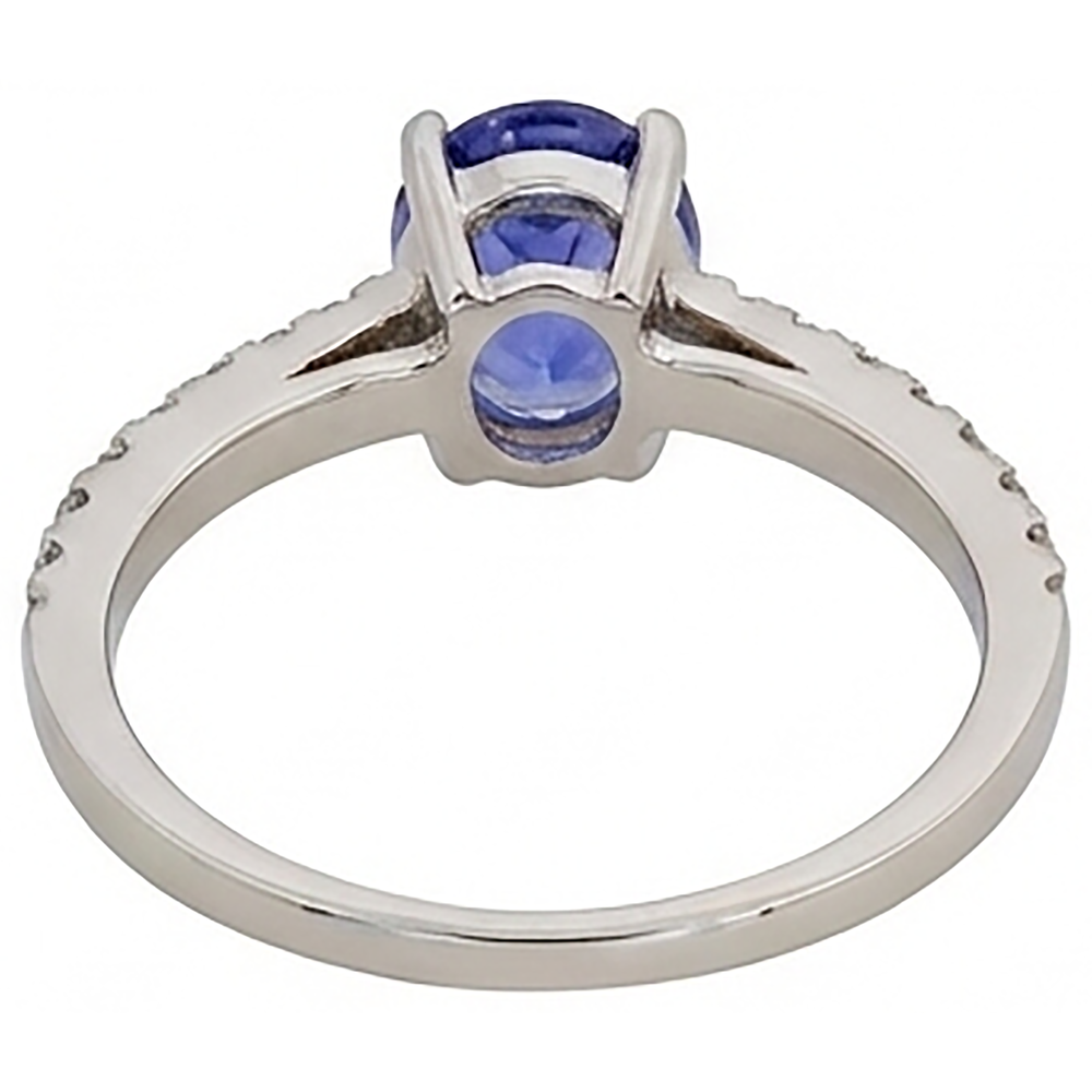 Oval Tanzanite And Natural Earth Mined Diamonds 5.50 Carats Ring White Gold 14K