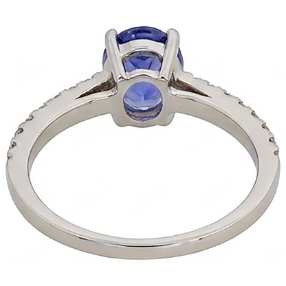Oval Tanzanite And Natural Earth Mined Diamonds 5.50 Carats Ring White Gold 14K