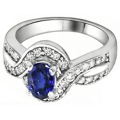 Oval Tanzanite And Round Natural Earth Mined Diamonds 2.50 Carats Wedding Ring Gold 14K