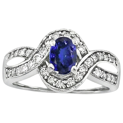 Oval Tanzanite And Round Natural Earth Mined Diamonds 2.50 Carats Wedding Ring Gold 14K