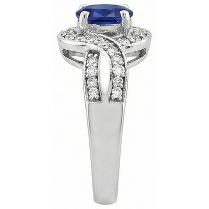 Oval Tanzanite And Round Natural Earth Mined Diamonds 2.50 Carats Wedding Ring Gold 14K