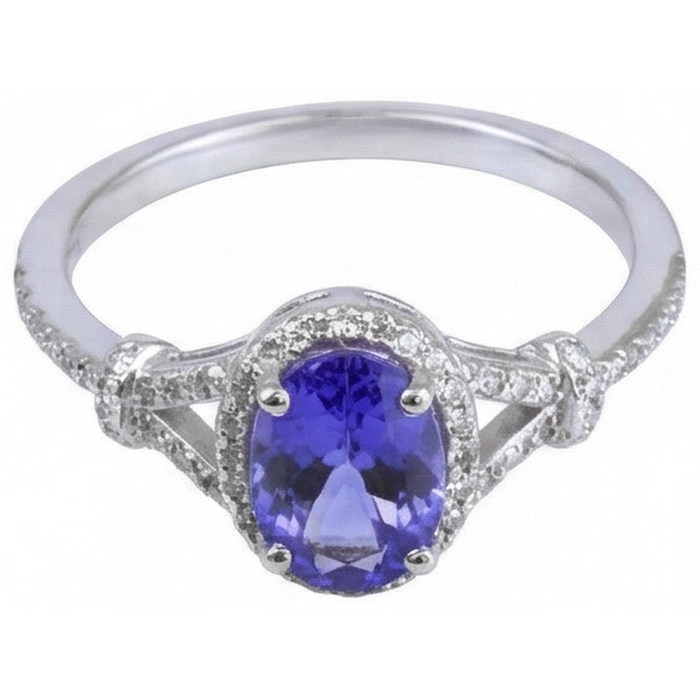Oval Tanzanite And Round Natural Earth Mined Diamonds 3.60 Ct. Wedding Ring White Gold