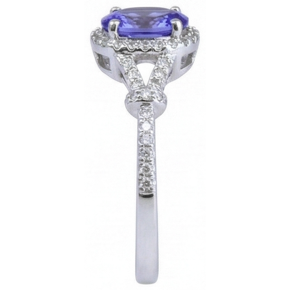 Oval Tanzanite And Round Natural Earth Mined Diamonds 3.60 Ct. Wedding Ring White Gold