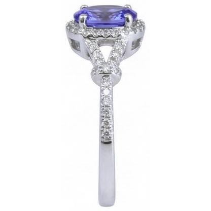 Oval Tanzanite And Round Natural Earth Mined Diamonds 3.60 Ct. Wedding Ring White Gold