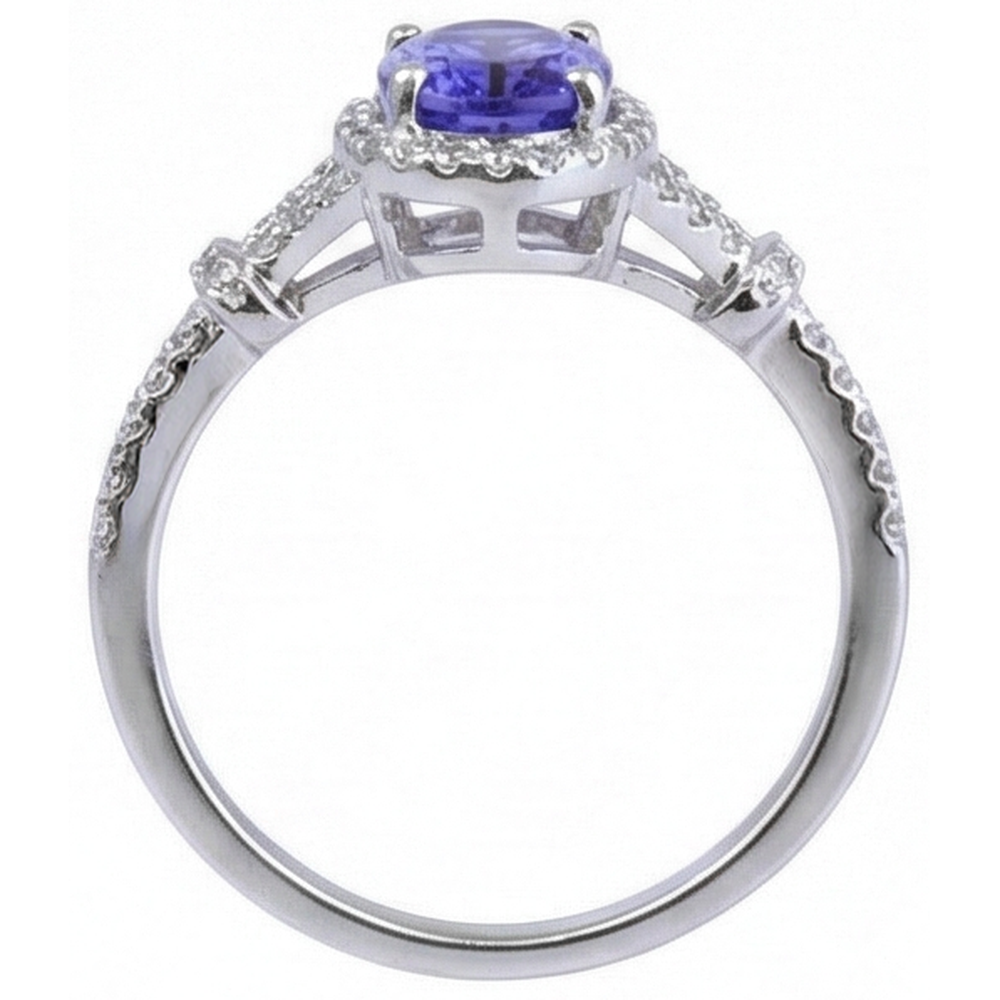 Oval Tanzanite And Round Natural Earth Mined Diamonds 3.60 Ct. Wedding Ring White Gold