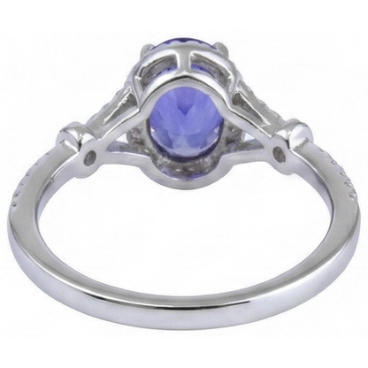 Oval Tanzanite And Round Natural Earth Mined Diamonds 3.60 Ct. Wedding Ring White Gold