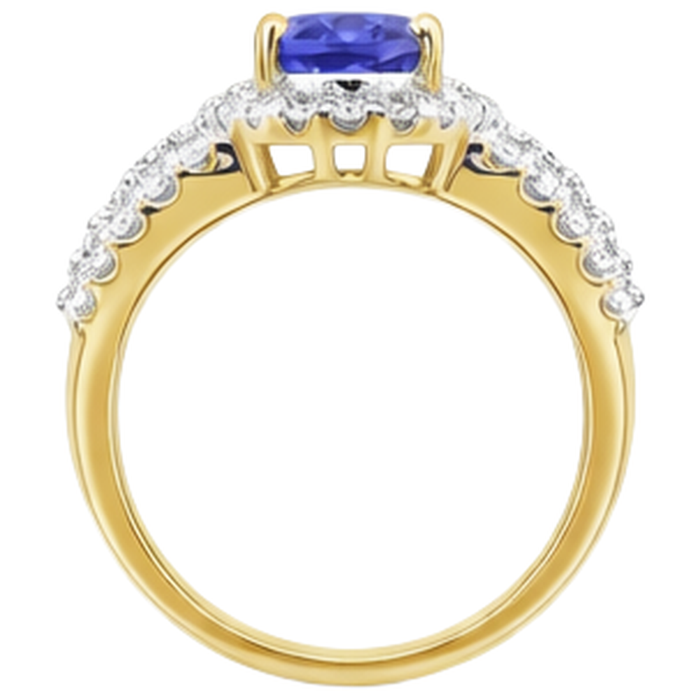 Oval Tanzanite And Round Natural Earth Mined Diamonds Wedding Ring Two Tone 3.50 Carats