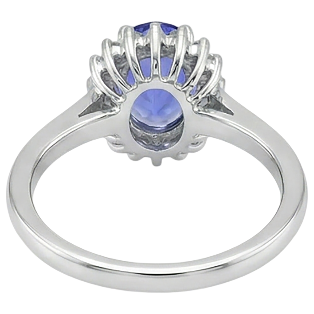 Oval Tanzanite With Natural Earth Mined Diamonds 9 Ct Ring New Gold White 14K