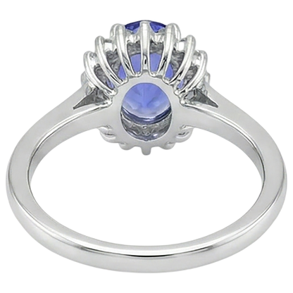 Oval Tanzanite With Natural Earth Mined Diamonds 9 Ct Ring New Gold White 14K