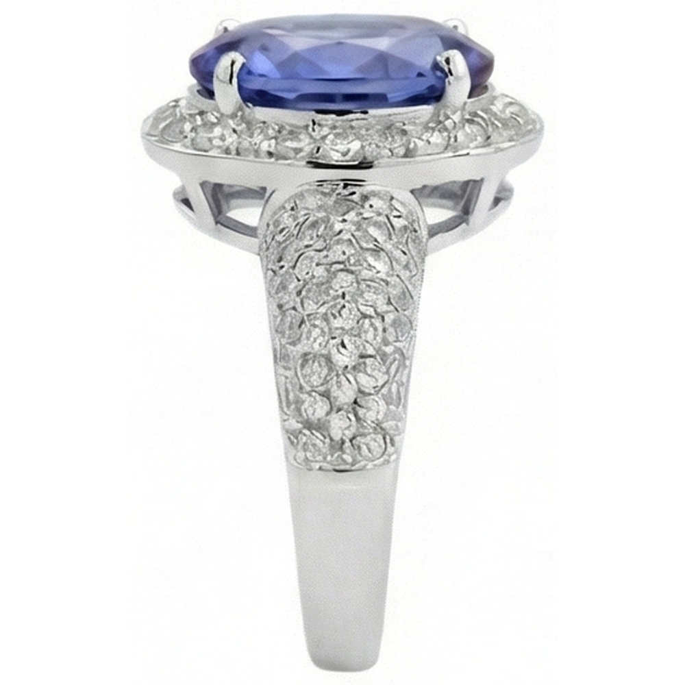 Oval Tanzanite & Natural Earth Mined Diamonds 7 Carats Ring Pave White Gold 14K