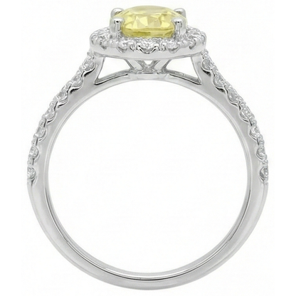 Oval & Round Cut Yellow Sapphire Natural Earth Mined Diamond Ring 5 Carats White Gold 14K
