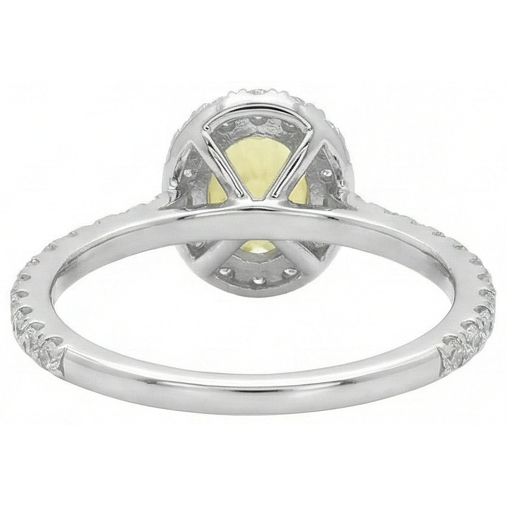 Oval & Round Cut Yellow Sapphire Natural Earth Mined Diamond Ring 5 Carats White Gold 14K