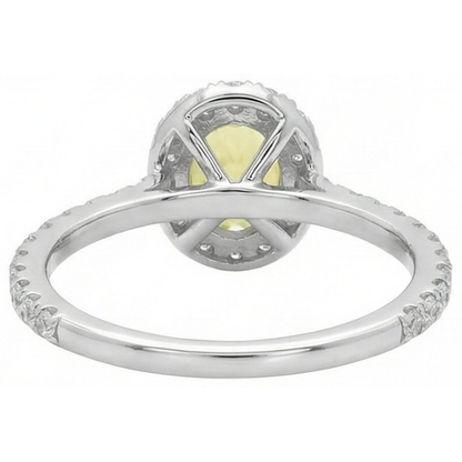 Oval & Round Cut Yellow Sapphire Natural Earth Mined Diamond Ring 5 Carats White Gold 14K