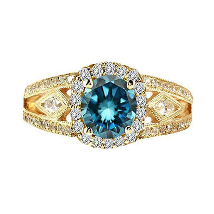 Oval Blue Diamond Ladies Cocktail Ring