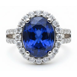Oval Cabochon Sapphire Ladies Halo Ring