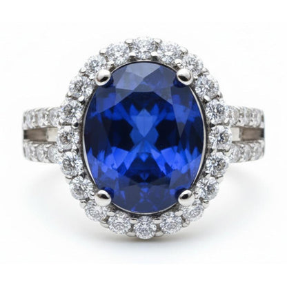 Oval Cabochon Sapphire Ladies Halo Ring