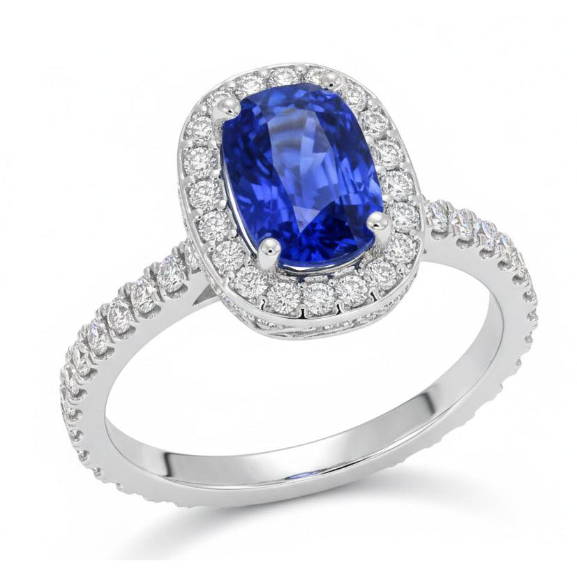 Oval Ceylon Sapphire Halo Natural Earth Mined Diamond Ring 11.75 Carats Gold 14K