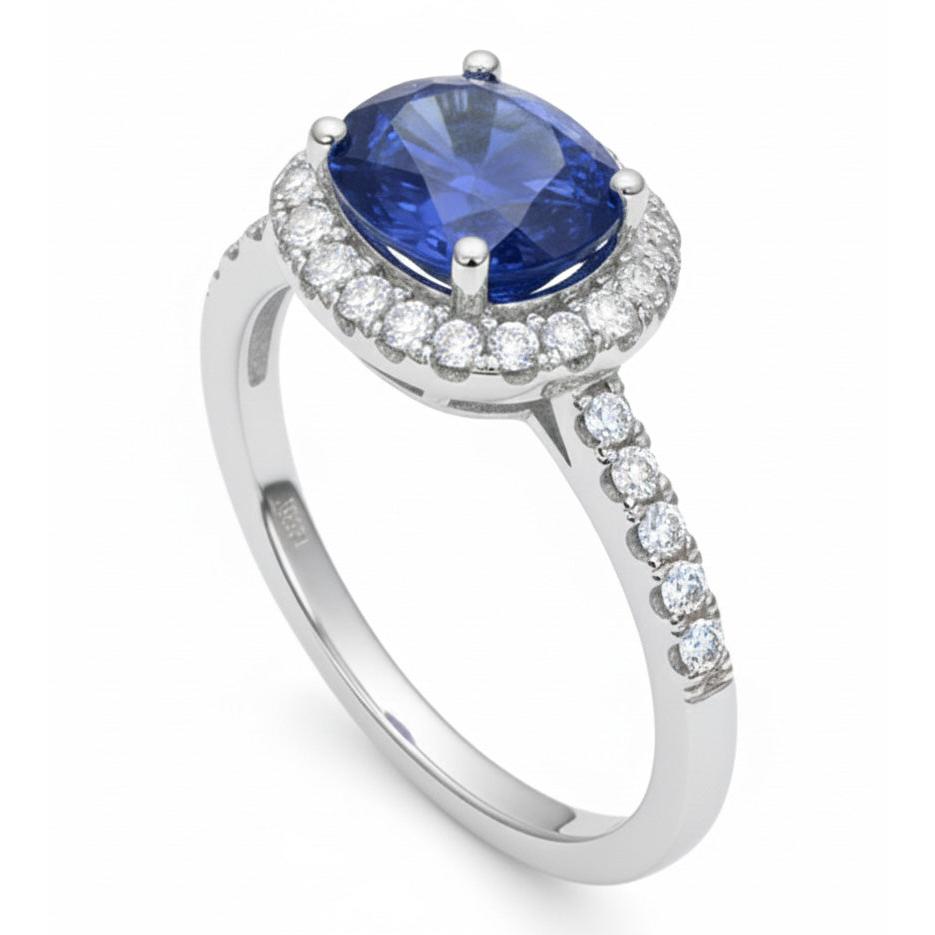 Oval Ceylon Sapphire Halo Natural Earth Mined Diamond Ring 11.75 Carats Gold 14K