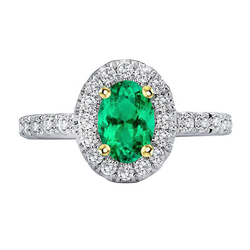 Oval Cut Green Emerald Halo Ring Prong Set Women’s Jewelry