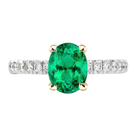 Oval Cut Green Emerald And Diamond Ring Lady’s Jewelry