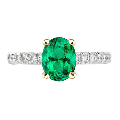 Oval Cut Green Emerald And Diamond Ring Lady’s Jewelry
