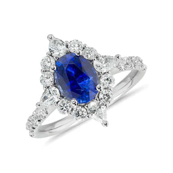 Oval Cut Sapphire Cluster Ring Vintage Type