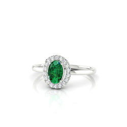 Oval Green Emerald With Round Diamond 4.50 Carats Anniversary Ring