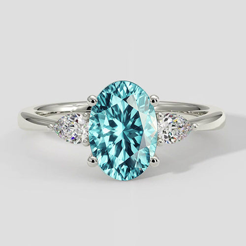 Oval Paraiba Three-Stone Ring